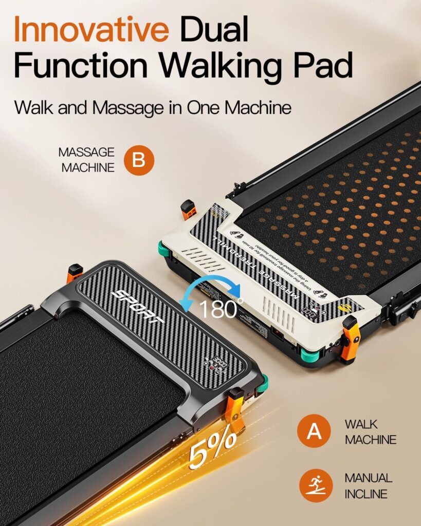 FUNRAY walking pad treadmill with incline for home and office workouts