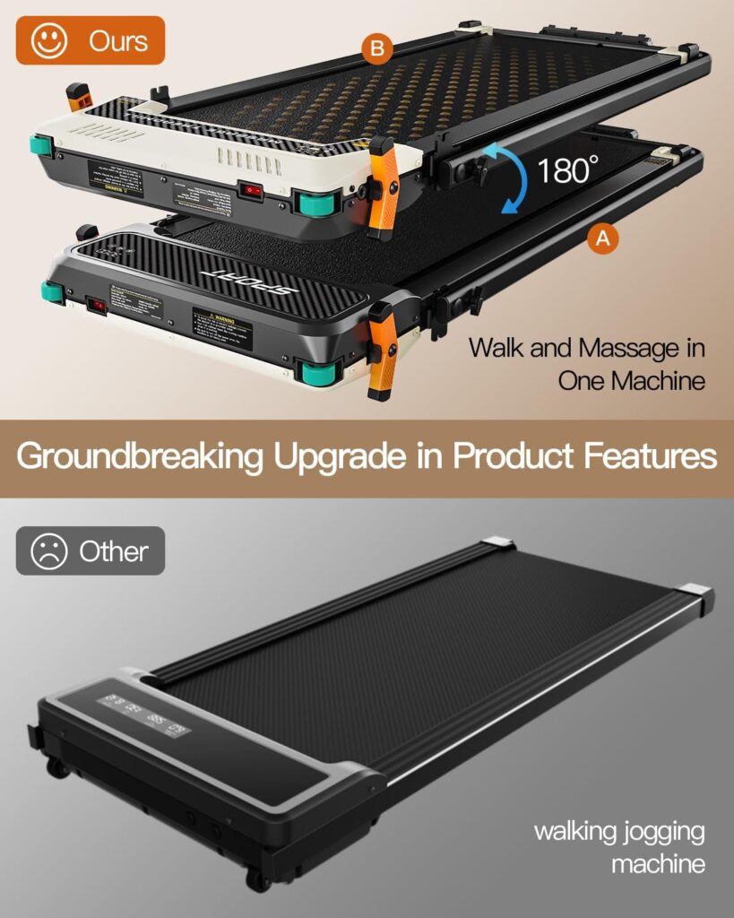 Dual-sided FUNRAY walking pad featuring treadmill and foot massage functions