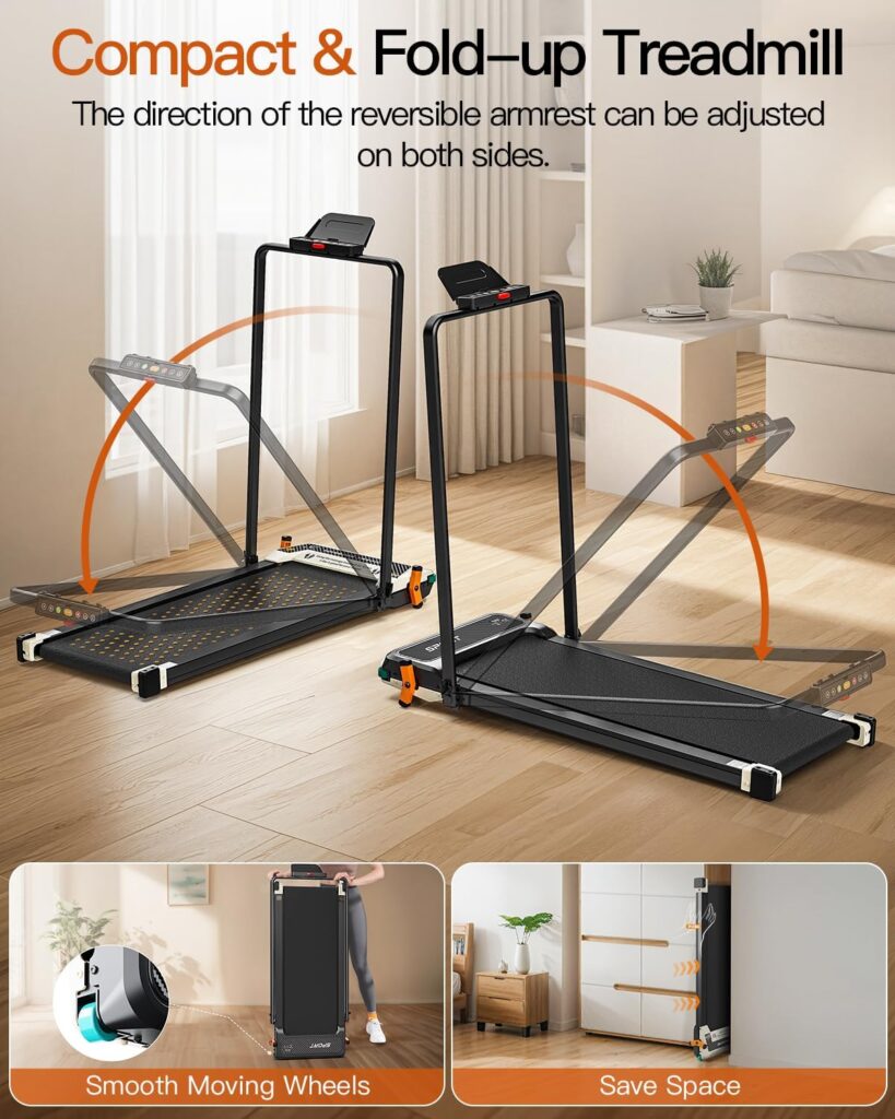 Portable FUNRAY walking pad folded for easy storage in small apartments