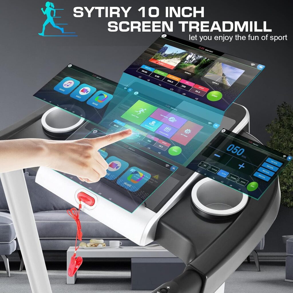 best SYTIRY Treadmill with 10-inch touchscreen and WiFi connection