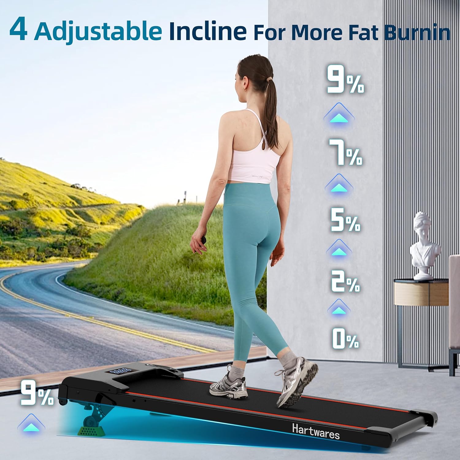 The Hartwares NeoSilent Walking Pad Treadmill, Under Desk for Home and Office